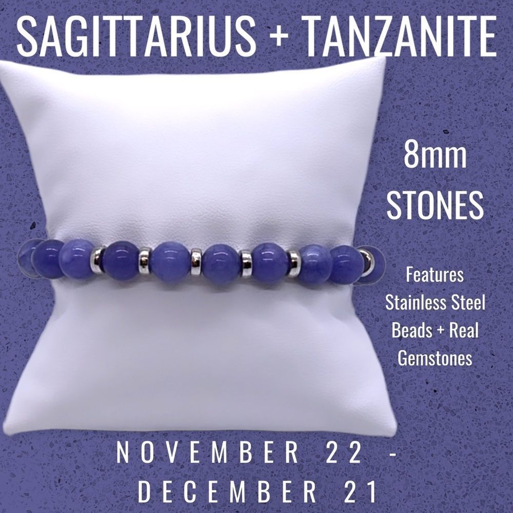 NWT Wool + Pepper Co. Sagittarius + Tanzanite Bracelet - Zodiac x Gemstone - Picture 2 of 12